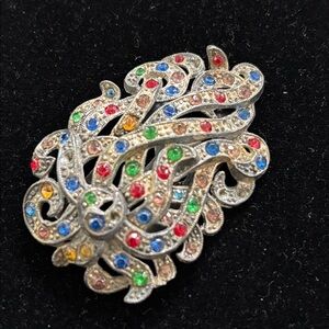 VTG Art Deco 1930’s Rhinestone Hinged Dress Clip